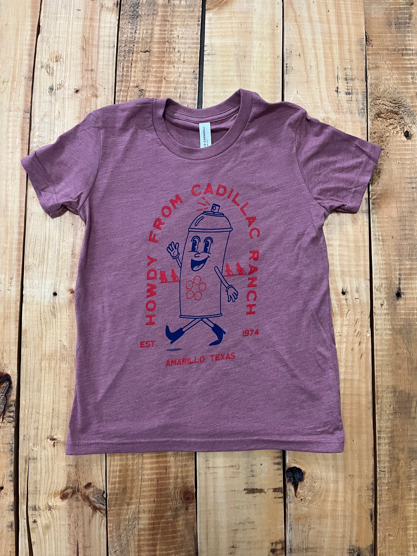 Youth T-Shirt: Mauve Spray Can Cartoon
