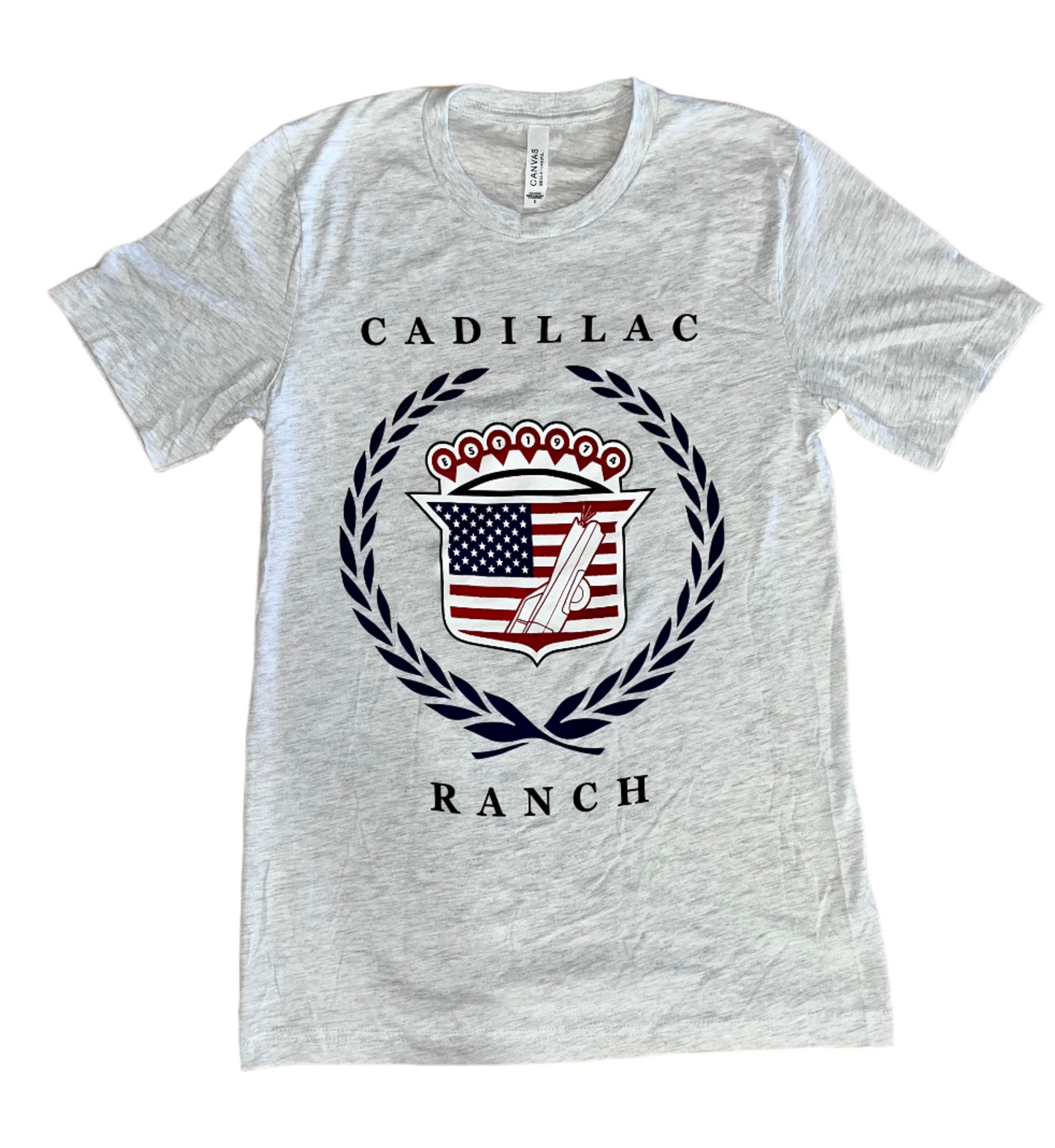 T-Shirt: Grey CR American Flag Emblem