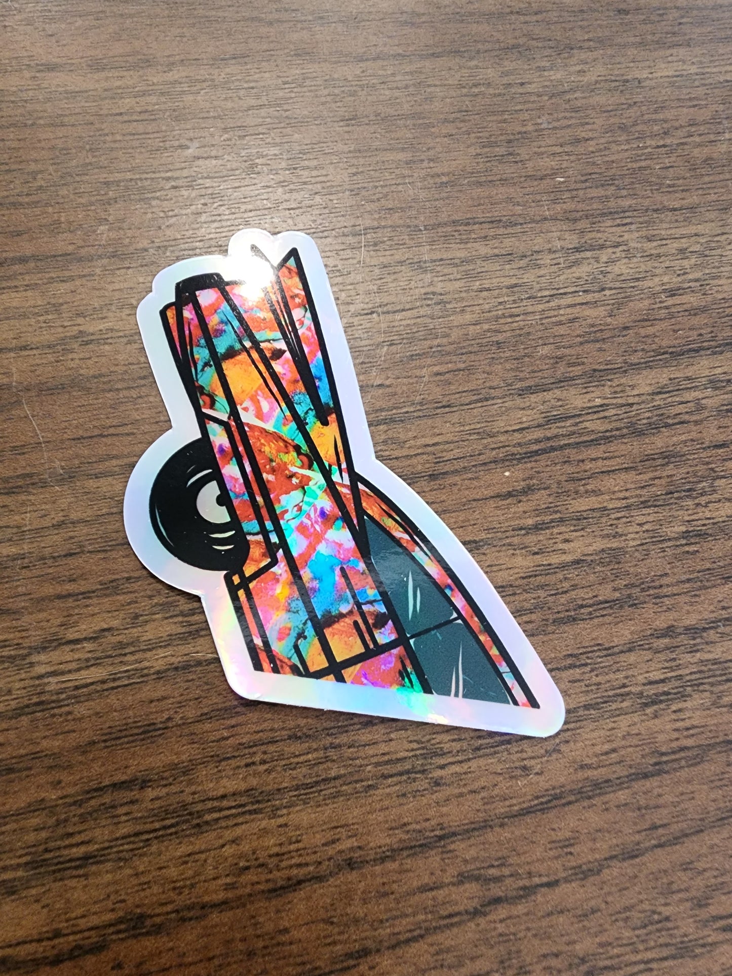 4. Large Holographic Multicolor Tailfin Sticker