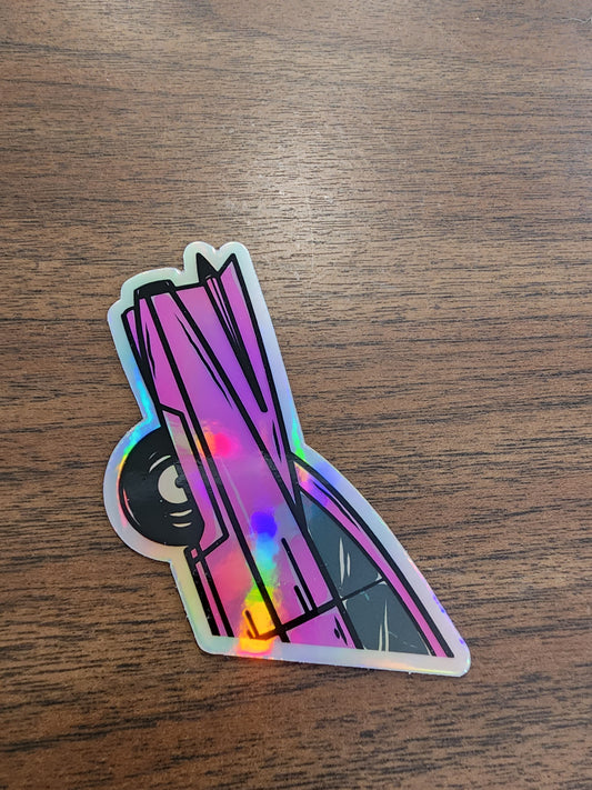 5. Large Holographic Pink Tailfin Sticker
