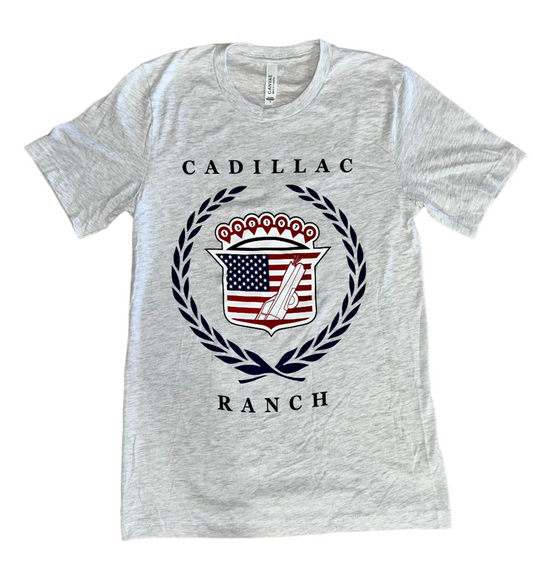 T-Shirt: Grey CR American Flag Emblem